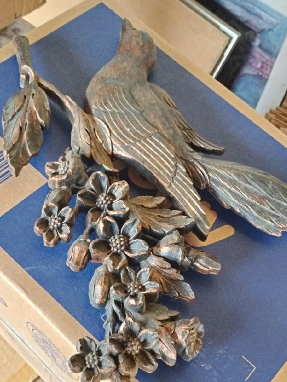 Vintage-Style Bird & Floral Wall Decor - Antique Bronze Finish